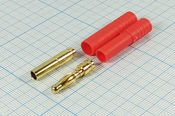 гн/шт пит DC HXT4,0\2C\\каб\\[4,0RED BANANA] --- Разъемы питания Deans, XT, HXT,  EC, TRX, Tamiya, MT, Futaba,MFE