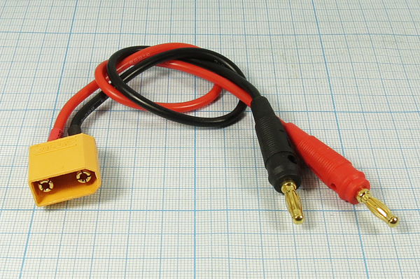шт пит DC XT90-шт Banana 4,0x2\2C\кр/чер\каб\L25см --- Разъемы питания Deans, XT, HXT,  EC, TRX, Tamiya, MT, Futaba,MFE
