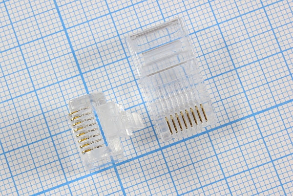 шт телеф 8P8C\\каб/обж\TP8P8C[RJ-45]Cat5E сквозной --- Разъемы RJ-11, RJ-12,  RJ-45, установочные