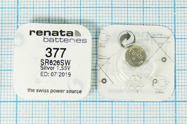 бат  1,5В\\ 6,8x2,6\SW\G4/SR66/SR626SW/377\renata --- Щелочные и литиевые батареи