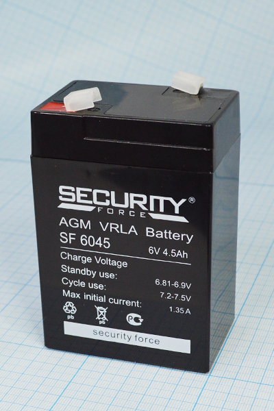 аккум бат  6В\ 4,5Ач\70x45x100\SF6045\Security For --- Аккумуляторные батареи