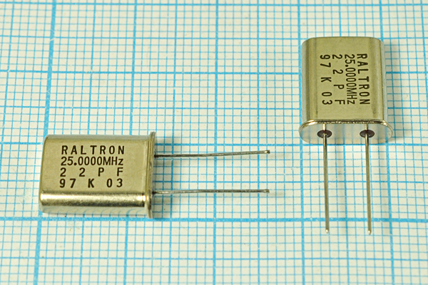 25000 \HC49U\22\\\HC49U\1Г (RALTRON22PF) --- Кварцевые резонаторы (пьезокерамические, диэлектрические, ПАВ (SAW), резонаторы из других пьезоматериалов)