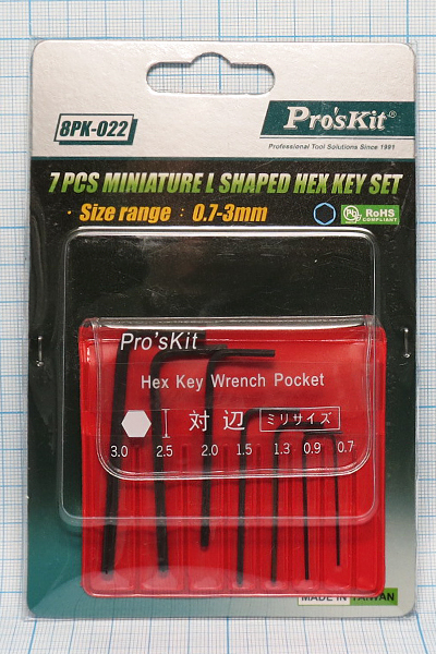 набор 6-гр.ключей\7шт\0,7-3мм\S8-20мм\L35-65мм --- Наборы инструментов