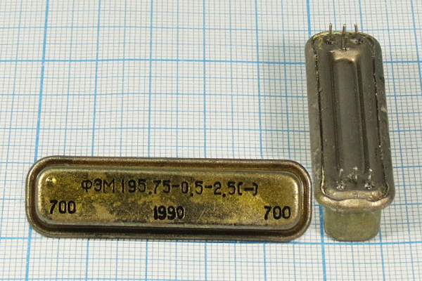 ф 195,75 \пол\  0,5/ \\\ФЭМ195,75-0,5-2,5(-)\\ --- Кварцевые фильтры (диэлектрические, пьезокерамические, ПАВ (SAW), ФЭМ, фильтры из других пьезоматериалов)