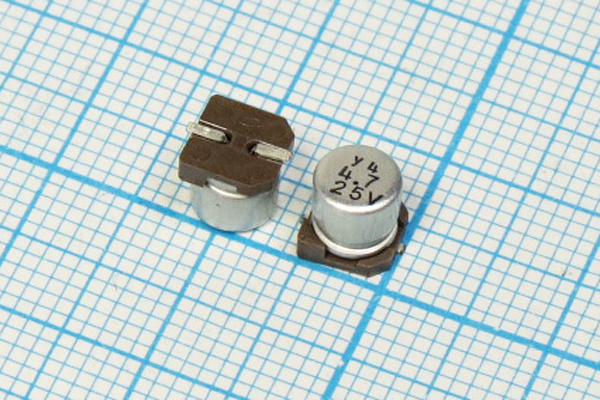 кэ     4,7\ 25\SMD05x05x05C2\20\+85C\Al\2C\UWP\NIC --- Конденсаторы электролитические