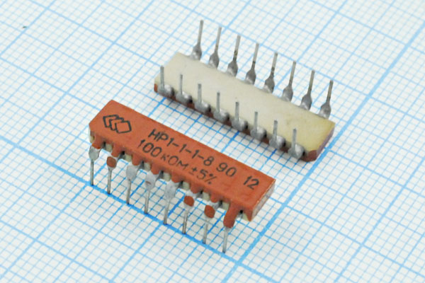 Рсборка 100К x8\0,125\DIP16\\\16P\НР1-1-1-8\ --- Резисторные сборки