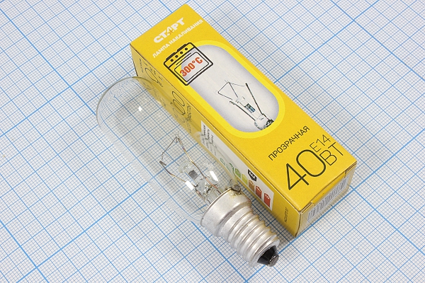 Л 220В\E14\ 40Вт\\  360лм\25x82\ЛН\\для духовок --- Лампы накаливания, газоразрядные, светодиодные и люминесцентные. Стартеры для люминесцентных ламп