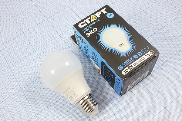 Л 220В\E27\ 10Вт\6500К\800лм\55x105\СД\LEDGLSE27\ --- Лампы накаливания, газоразрядные, светодиодные и люминесцентные. Стартеры для люминесцентных ламп