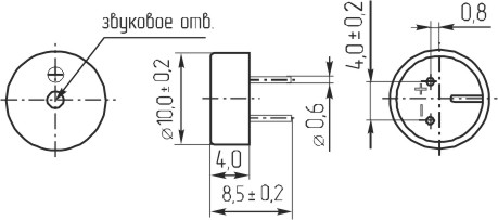 зм 10x 4\ 1,5\ 6\2,730\2P4\CDX104A1B\DB PRODUCTS --- Звонки (зуммеры) магнитоэлектрические без генератора