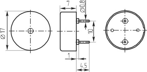 зп 17x 7\1~30\\ 4,0\2P10\KPT-1711A3\KEPO --- Звонки (зуммеры) пьезоэлектрические без генератора