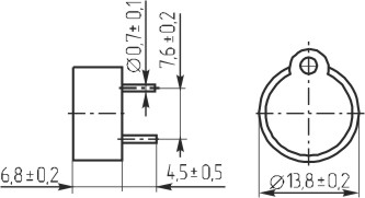 зп 14x 7\1~20\\ 4,0\2P7,6\MPT14\2мм MEC --- Звонки (зуммеры) пьезоэлектрические без генератора