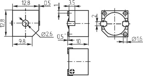 зм 13x13x9\12\140\2,048\2C\SMT-1392\ --- Звонки (зуммеры) магнитоэлектрические без генератора
